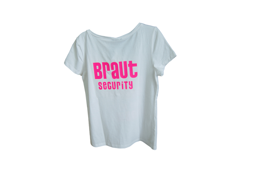 Shirt mit neonpinkem Flexdruck für Polterrunden